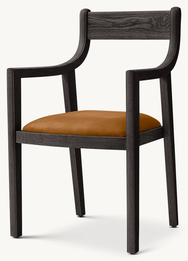 1950s Danish Slope Leather Dining Armchair