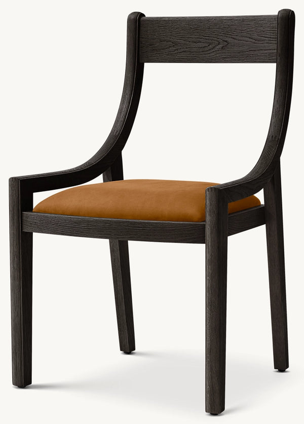 1950s Danish Slope Leather Dining Side Chair