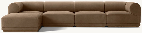 Bond Modular Leather 5-Piece Left-Arm Sofa-Chaise Sectional