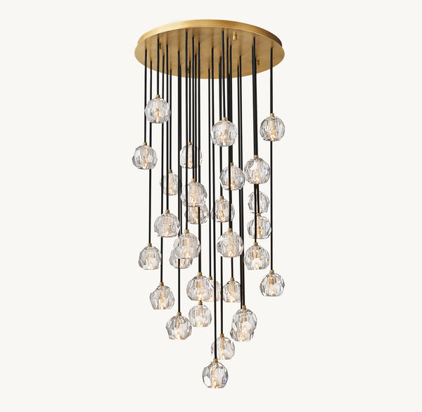 Boule De Cristal Clear Glass Round Cluster Chandelier 30"