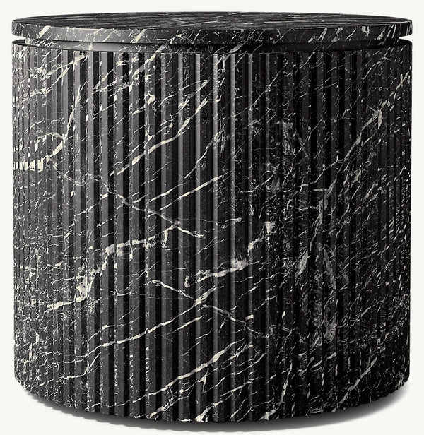 Byron Reeded Stone Round Side Table