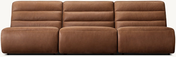 Chelsea Motion Leather Armless Modular 3-Piece 3-Recliner Sofa