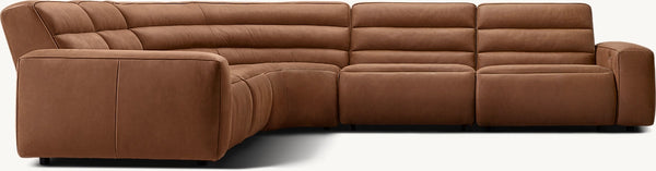 Chelsea Motion Modular Leather 5-piece 4-Recliner Corner Sectional