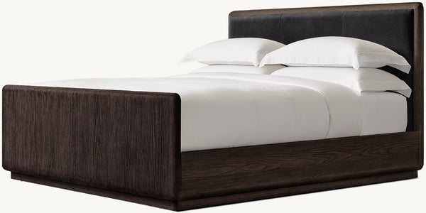 Ciro Leather Panel bed with Footboard