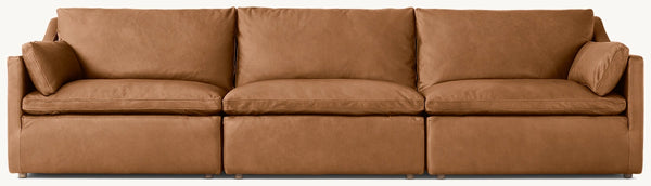 Cloud Leather Modular Slope Arm 3-Piece Sofa