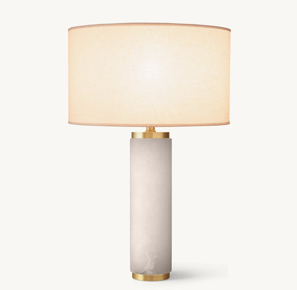 Cylindrical Column Alabaster Table Lamp