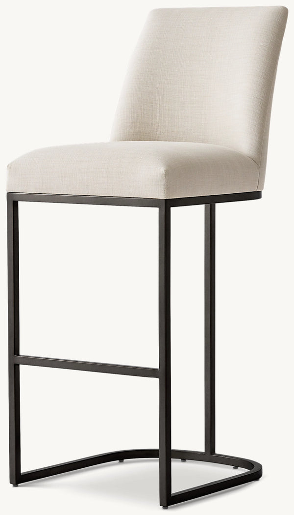 Emery Curved-Back Armless Fabric Bar & Counter Stool