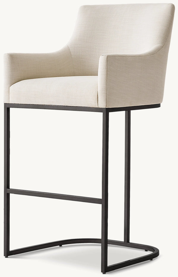 Emery Curved-Back Track Arm Fabric Bar & Counter Stool