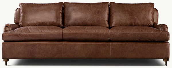 English Leather Classic Roll Arm 3-Seat Sofa