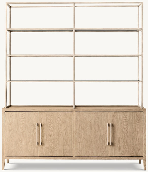 French Contemporary 4-Door Open Sideboard & Hutch