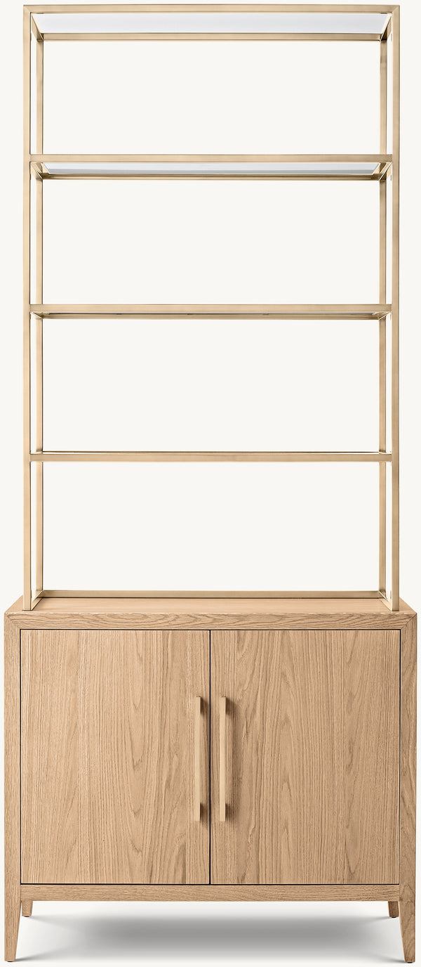 French Contemporary Double-Door Open Sideboard & Hutch