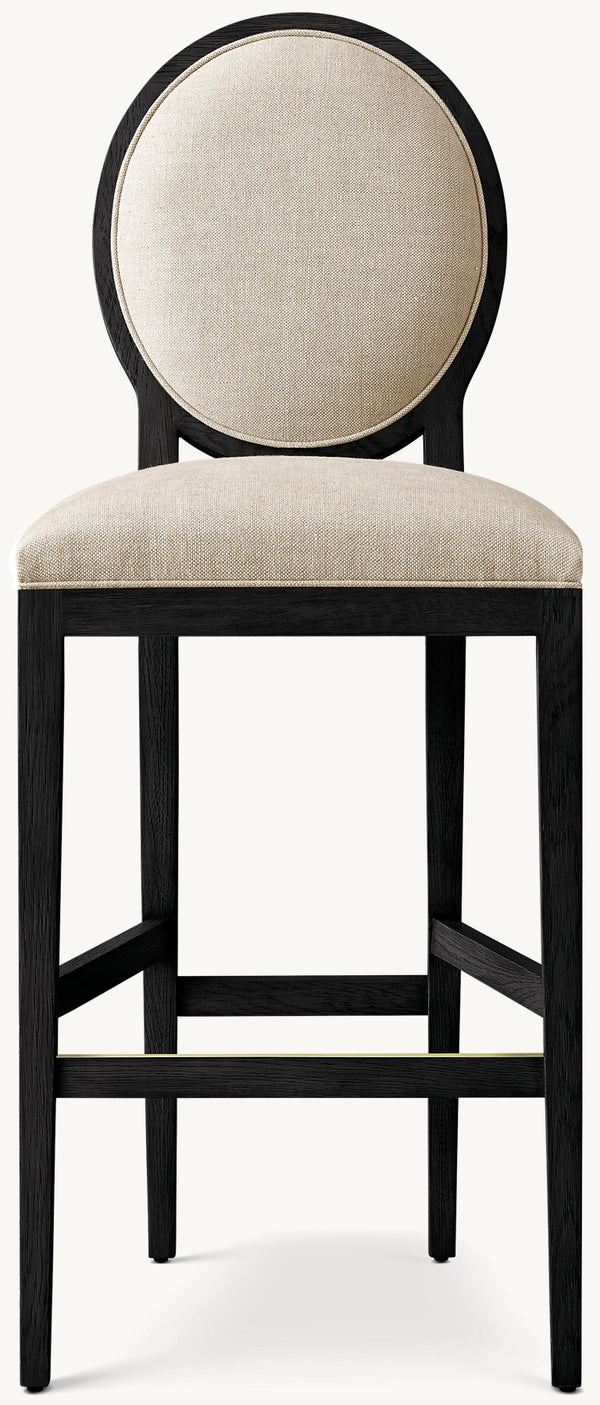 French Contemporary Round Fabric Bar & Counter Stool