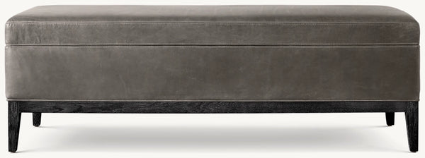 French Contemporary Leather End-of-Bed Storage Bench
