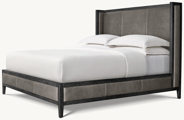 French Contemporary Leather Shelter Bed