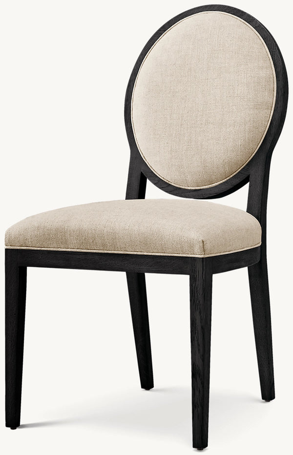 French Contemporary Round Fabric Dining Side Chair