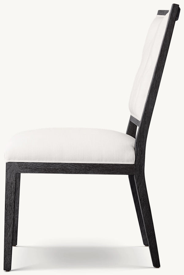 French Contemporary Tufted Square Fabric Dining Side Chair