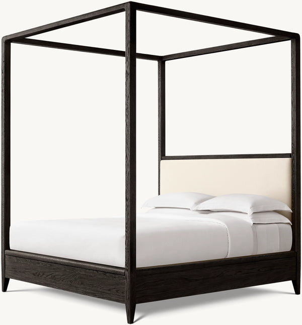Gael Oak Fabric Canopy Bed