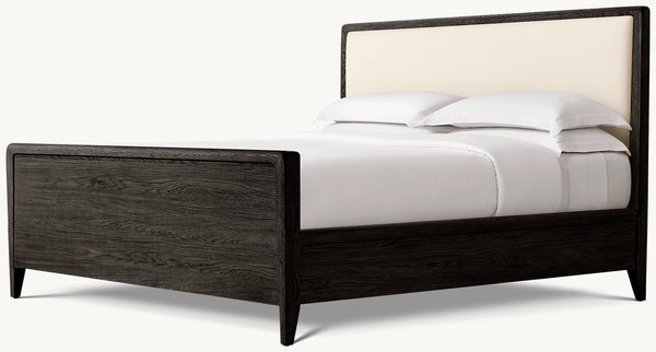 Gael Oak Fabric Panel Bed with Footboard