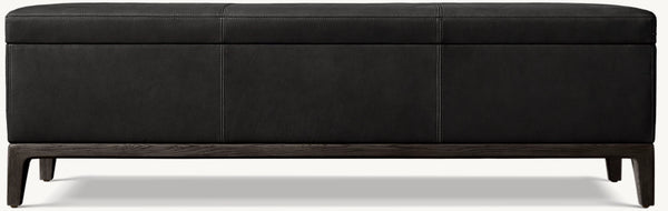 Gael Oak Leather End-of-Bed Storage Bench