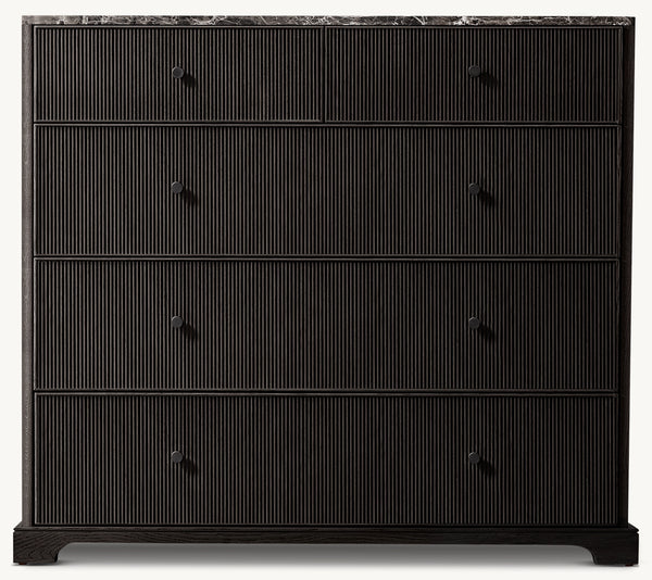 Genevieve Stone Reeded 5-Drawer Dresser