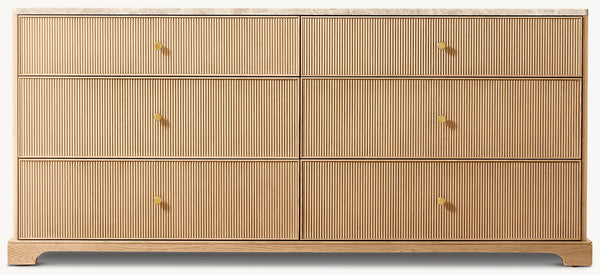 Genevieve Stone Reeded 6-Drawer Dresser