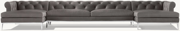 Italia Chesterfield Leather Customizable Sectional - Metal Base