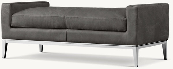 Italia Leather Bench - Metal Base