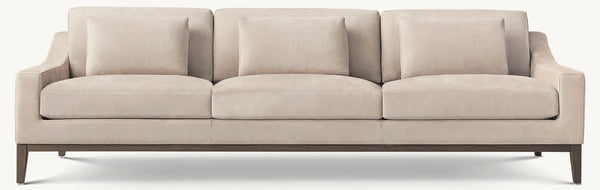 Italia Leather Slope Arm 3-Seat Sofa - Oak Base