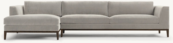 Italia Taper Arm Left-Arm Sofa-Chaise Sectional - Oak Base
