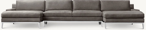 Italia Track Arm Leather Customizable Sectional - Metal Base