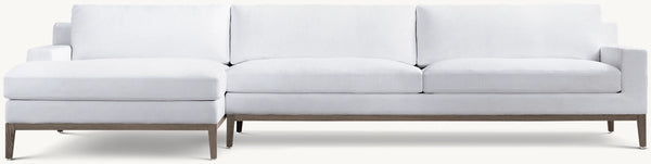 Italia Track Arm Left-Arm Sofa-Chaise Sectional - Oak Base