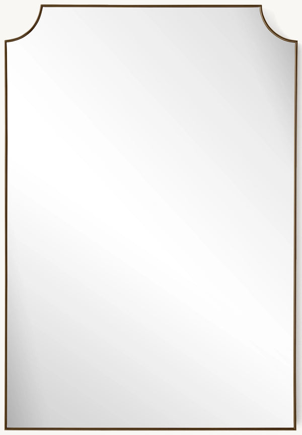 Italian Midcentury Metal Notched Corner Mirror