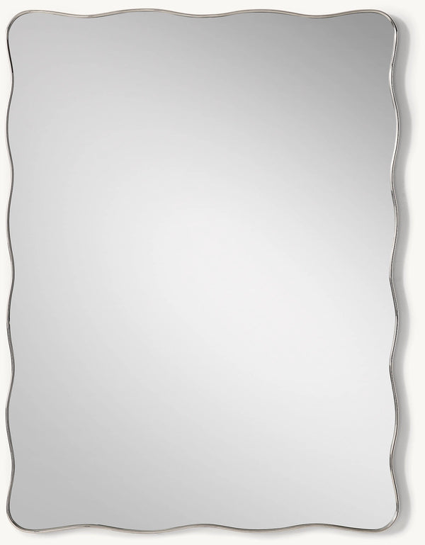 Italian Midcentury Metal Waved Mirror