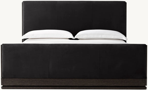 Ligné Leather Panel bed with Footboard