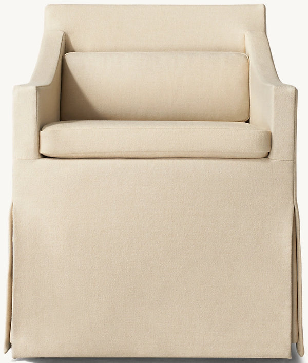Low Belgian Slope Arm Slipcovered Dining Armchair