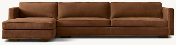 Maddox Slim-Arm Leather Sofa-Chaise Sectional