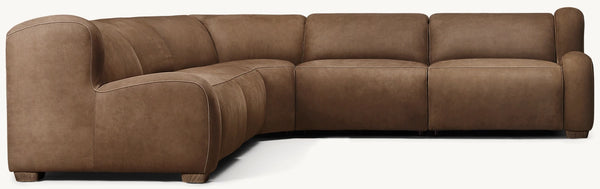 Marcé Motion Modular Leather 5-Piece 4-Recliner Corner Sectional
