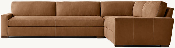 Maxwell Leather Right-Arm Bench-Seat L-Sectional