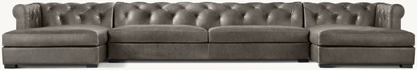 Modena Chesterfield Leather Customizable Sectional