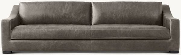 Modena Leather Slope Arm Bench-Seat Sofa