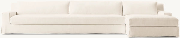 Modena Slipcovered Track Arm Right-Arm Sofa-Chaise Bench-Seat Sectional