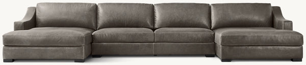 Modena Slope Arm Leather Customizable Sectional