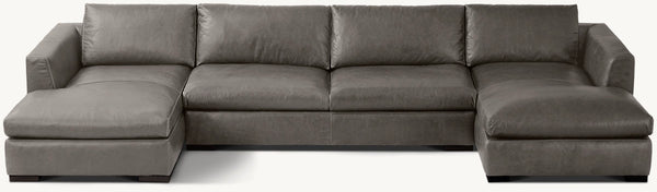 Modena Taper Arm Leather Customizable Sectional