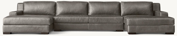 Modena Track Arm Leather Customizable Sectional
