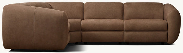 Monceau Motion Modular Leather 4-Piece 3-Recliner L-Sectional