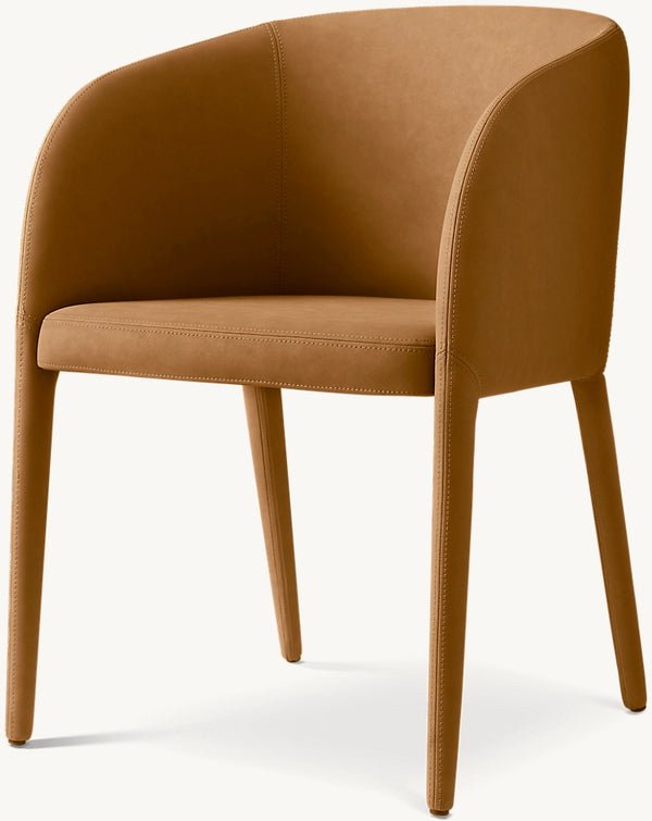 Nicola Barrelback Vegan Leather Dining Armchair