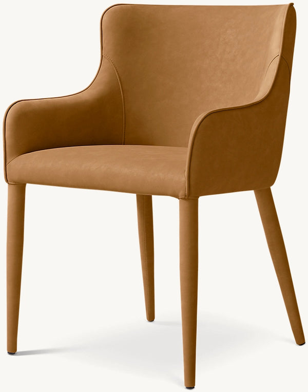 Nicola Slope Arm Vegan Leather Dining Armchair
