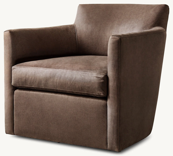Oliver Barrelback Track Arm Leather Swivel Chair