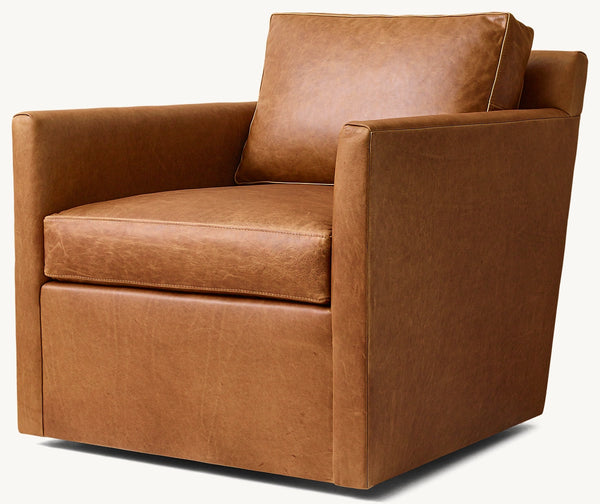 Oliver Track Arm Leather Swivel Chair