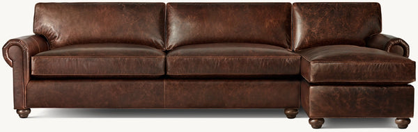 Original Lancaster Leather Right-Arm Sofa-Chaise Sectional